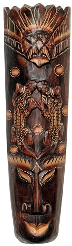 Wogeka - 50 cm Tribal Maori väggmask – i Afrika etnisk stil av trä som en presentidé till jul, födelsedagsdekoration – handarbete snideri av Bali mask46 (mask 46 a)