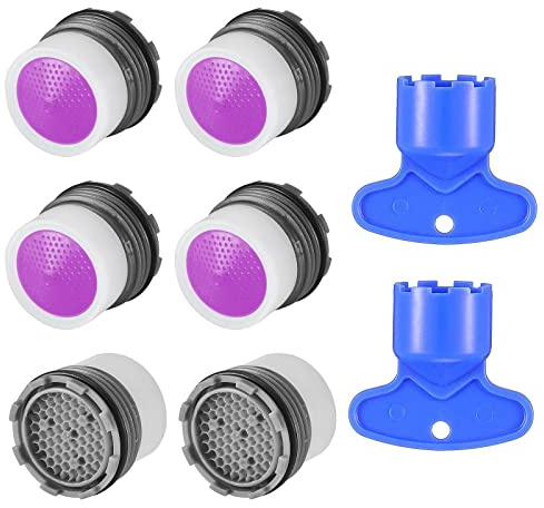 Leikedun 6 pièces aérateur robinet M16, brise-jet robinet avec filtres, aérateur robinet de filetage M16, 2 clés, filtre robinet d'eau pour cuisine salle de bain
