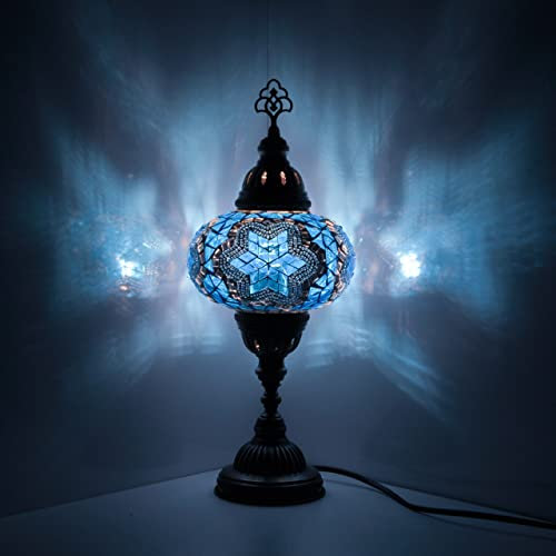 5 Variables Lampes de Table en Mosaïque de Lampe Turque | Lampe Marocaine Turque Avec Base en Bronze | Lampe de Nuit Tiffany faite à la Main | Veilleuse de Chevet en Verre Mosaïque Avec Ampoule LED