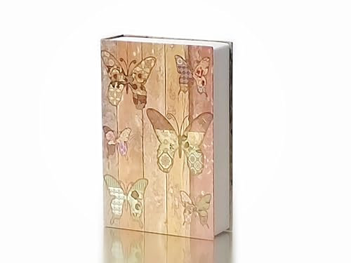 Book Safe with Key Lock - Hidden Diversion Safe for Cash & Jewelry, Anti-Theft Fireproof Money Storage Box (9.5x6.2x2.2 Inch) | Hollow Book Secret Safe for Home/Office/Travel (Butterfly - Key Lock)