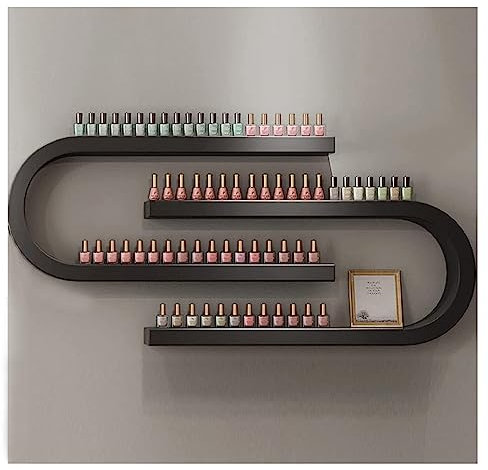 ZBJDX U-FöRmiges Nagellackregal, Wandmontiertes Kosmetikregal, SchöNheitssalon, Ankleidezimmer Zur Dekoration Der Wand Und Zur Aufbewahrung Von Nagellackkleber,Schwarz
