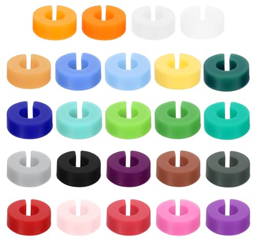sourcing map 48Pcs Wine Glass Charm, Silicone Drink Markers Wine Glass Markers Identifier Tags for Wine Glass Champagne Flutes Cocktails, C Buckle
