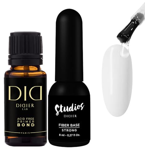 DIDER LAB Premium Acid Free Bond Nail Primer for Gel Nails 15ml - Clear Fiber Nail Base Coat Strong 8ml - Nail Prep Kit for LED UV Gel Nail Polish - Long-Lasting Nail Gel Polish Solution
