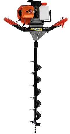 LENDISIY Petrol Earth Auger, 52CC 2-Stroke Fence Post Hole Borer Petrol Spiral Digger, with 3 Bits: 4/6/8