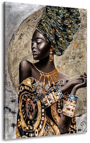 Afrikanische Frau African Beauty Leinwandbild Wandbild Deko Kunst XL Größe 80x120x4cm