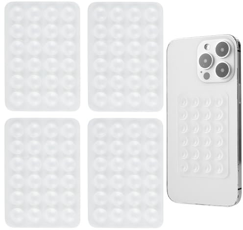 4PCS Silicone Suction Mount, Strong Adhesion Holder With Backing, Hands Free Accessory for Selfies Videos, Non Slip Sticky Grip - Phone Case and Cup Mount (White)