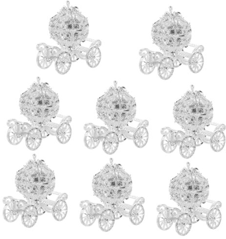 SAFIGLE 8stücke Metal Rhinestone Schmuck Aufbewahrungsbox Kürbiswagen-form Für Heimdekoration Design Mit Funkelnden Strasssteinen Für Schmuck Und