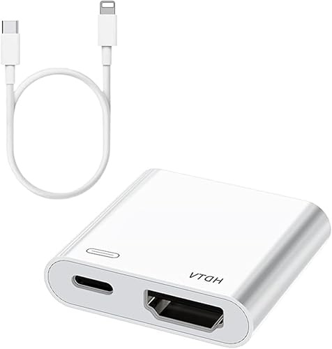RAVIAD Adaptadores Lightning a HDMI, adaptador AV digital HD 1080P HDMI a iPad, adaptador HDMI de pantalla de sincronización compatible con iPhone, iPad, compatible con todos los sistemas iOS