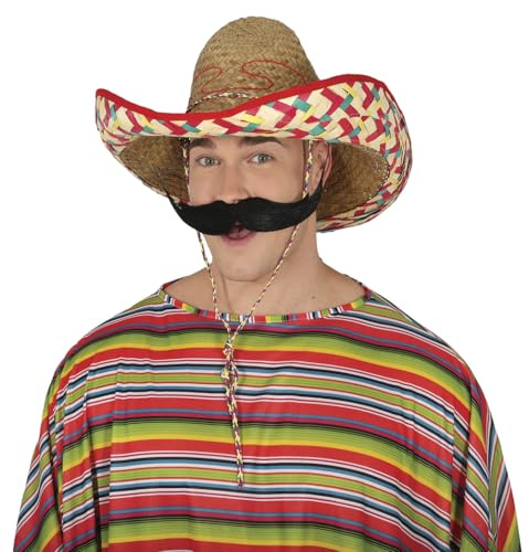 FIESTAS GUIRCA | Mexikanischer Strohhut (50 cm) - Party Zubehör für mexikanische Feiern, Sommer, Karneval und Graduierungen - Ideal für Erwachsene Unisex