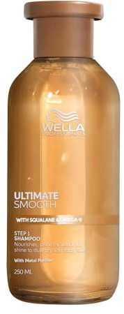 Wella Professionals Ultimate Smooth Shampoo - Shampoo Idratante con Squalano e Omega 9 - Ristrutturante Capelli Secchi, Opachi e Crespi (250ml)