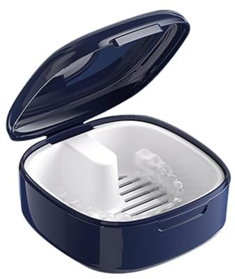 Yuannee Boîte de Dentier avec Passoire,Portable Boite Appareil Dentaire Boîte de Nettoyage de Retenue prothèses dentaires suspendues pour Prothèses Dentaires Appareils Orthodontiques Bleu