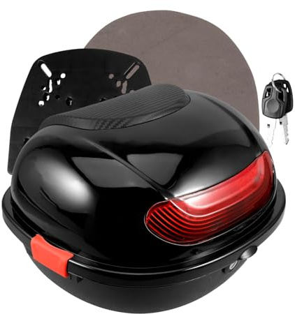 GARVALON Maletero Moto Rígido Negro con Placa Base Baúl Trasero para Motocicleta Resistente La Intemperie Fácil Instalación y Fijación Segura para Almacenamiento De Equipaje