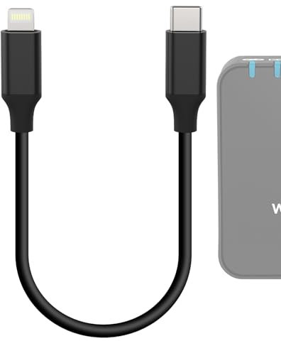 GEEKRIA for Creators USB C to Lightning Microphone Cable 8 inch / 20 CM, Compatible with Rode VideoMic GO II, Wireless GO II, DJI Mic, Mic 2 Mic Cord (Black)