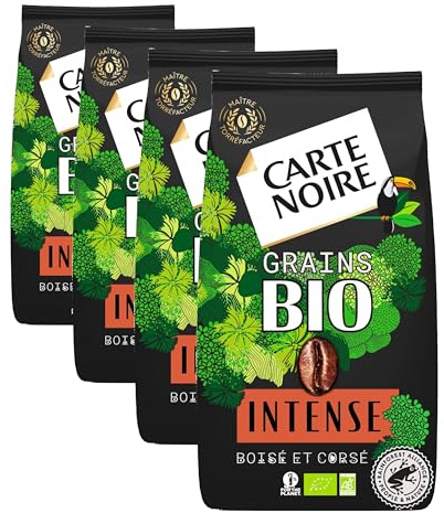 CARTE NOIRE - Bio Intense - Café en Grains Torréfiés - Pur Arabica Biologique - Paquet de 1 kg