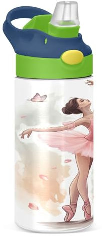 JUMBEAR Bouteille d'eau isotherme avec couvercle à paille en acier inoxydable pour garçons et filles - 350 ml