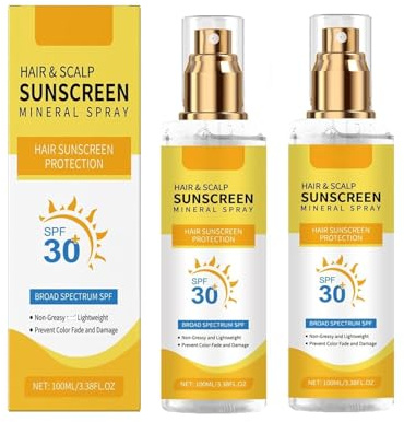 Kopfhautschutzspray Sonnenschutz LSF 30+, Premium Sonnenschutzspray, Haar Kopfhaut Sonnenschutz Mineral Spray, Hoher Schutz UVA und UVB für Kopfhaut und Scheitel (2)