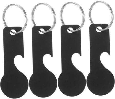 Uonlytech 4piezas Colgante Abridor De Botellas De Inoxidable Llavero De Ficha De Carrito para Usar Supermercados Práctico Extractor De Carrito