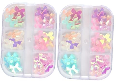 PACKOVE Maniküre Selbstgemacht Zubehör 2 Boxen Nagelschleife für Nagelkunst Kreative Nagelkunstaccessoires für Mädchen Einfach zu Verwenden und Verarbeiten