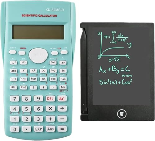 KK-82MS-B/KK-82MS-D Calculadora científica portátil de ingeniería con bloc de notas,con tableta de escritura borrable LCD de 4,4 pulgadas, calculadora portátil profesional para oficina,escuela (verde)
