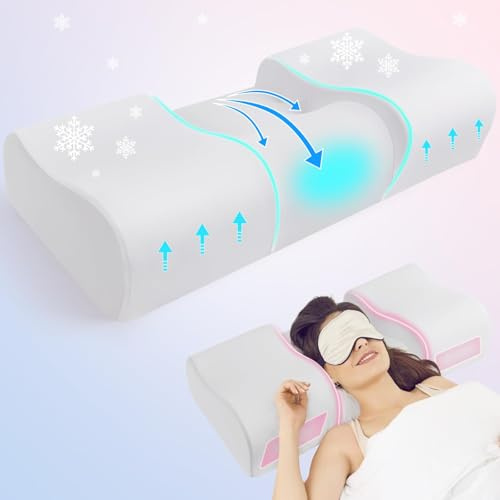 Hypuno Oreiller anti-rides 2 en 1 anti-âge, coussin orthopédique en mousse à mémoire de forme pour les douleurs au cou et aux épaules pour maintenir la tête droite