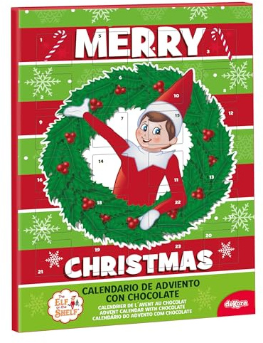 dekora - Der freche Elf Adventskalender mit Schokolade – 24 Milchschokoladen-Pralinen – 50g – Offizielles Lizenzprodukt – Weihnachtskalender für Kinder