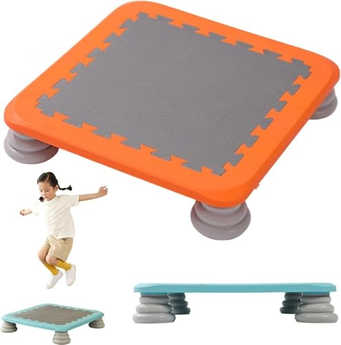 Rebounder Bouncing Board, 25 Inch Indoor Trampoline, Sensory Balance and Bounce Toy for Indoor and Outdoor Kids Toys, Non-Slip Base, Max Loaded 154 Lbs(Orange)