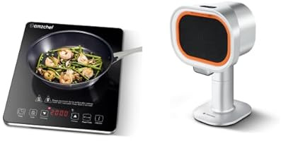 AMZCHEF 1800W Single Induction Cooker and AMZCHEF Mini Cooker Hood Portable Desktop Extractor Hood White