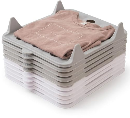 AwnsIMfreien Tshirt Organizer, 10 Pack Stackable Clothing Organizer, Foldable Tshirt Boards with Interlocking Design for Space Saving, Sturdy Shirt Folding Board for Closet (5 Grey + 5 White)