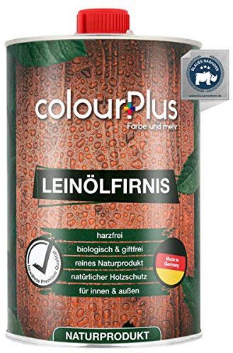 colourPlus®️ biologisches Leinölfirnis (1 Liter, seidenglänzend) schützendes Holz ÖL für Innen und Außen - pflegendes Holzöl aussen - Made in Germany