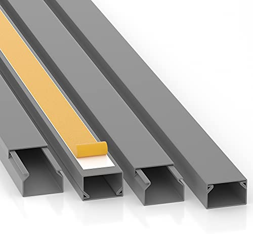 CILSON Kabelkanal, 25x16 mm, 20x1 m, Grau, selbstklebend + Bodenlochung | PVC, UV-beständig, Innen & Außen, 20 Stangen à 1 m = 20 m, Made in Germany
