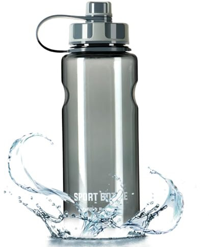 Petfu Botella Agua Deporte 1,5 Litros Water Bottle Con Filtro,Sin BPA,Prueba de Fugas Reutilizables Plastico Botella de Agua Deportiva para Deporte, Gimnasio, Gym, Bicicleta