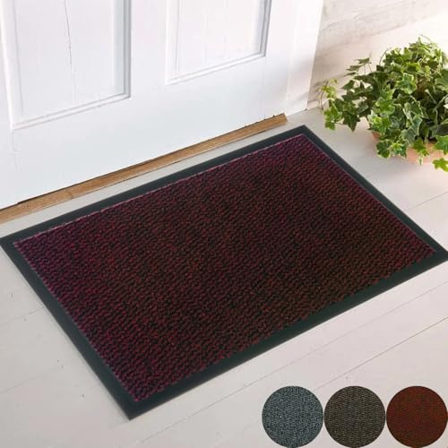 parpyon® Zerbino ingresso casa interno LIPARI tappeto ANTISCIVOLO per entrata ASCIUGAPASSI Aderisce al pavimento NON piega Tappeti moderni (Rosso1, CM 40X60)