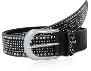 irisaa Damen Gürtel Breiter Nietengürtel im Vintage-Look, Jeansgürtel