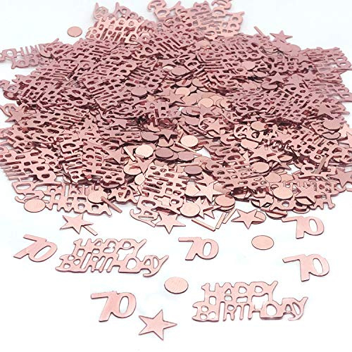 YouU Tischkonfetti Happy Birthday Text Deko Konfetti Geburtstag Party Geburtstagsdeko Gold Tisch deko Ballons Sterne Happy Birthday mit Punkten Tischdeko 35g / 700 Stück Roségold (Nummer 70)