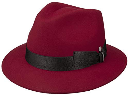 LIERYS Dendaron Wollfilzhut Traveller Stil Eleganter Filzhut Handgefertigt in Italien Damen Herbst Winter Bordeaux L (58-59 cm)