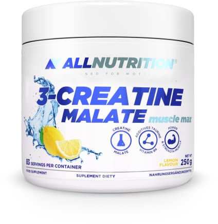 ALLNUTRITION Tri Creatine Malate Powder Supplement - Creatine Monohydrate & Malic Acid with Taurine & Vitamin B6 - Performance Boost and Muscle Recovery - 250g - Lemon