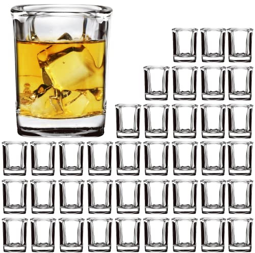 Encheng Shot Glasses Set with Heavy Base,2.2 oz Mini Square Whiskey Shot Glasses bulk, 40 pack Clear Espresso Shot Glass for Whiskey and Liqueurs,Ideal for Christmas,Halloween and Thanksgiving