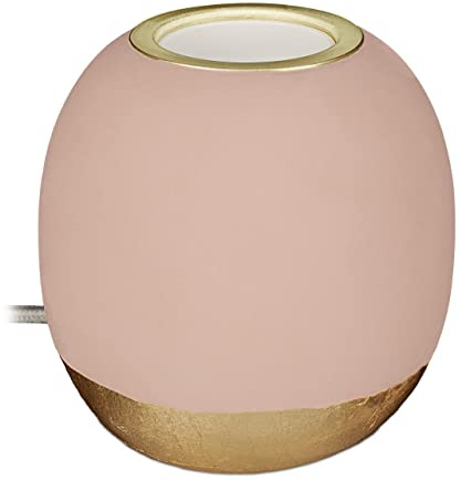 Relaxdays Dekoleuchte Beton, Tischlampe ohne Schirm, HxD 9 x 9 cm, E27 Fassung, langes Kabel, runde Betonlampe, rosa
