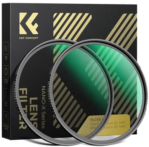 K&F CONCEPT 49mm Black Diffusion 1/4 + 1/8 Mist Filter Set HD Optical Glass | Multi-Coated Waterproof Scratch-resistant, Soft Glow Dreamy Cinematic Effect for Wedding Portraits Video Nano-X Series FS702