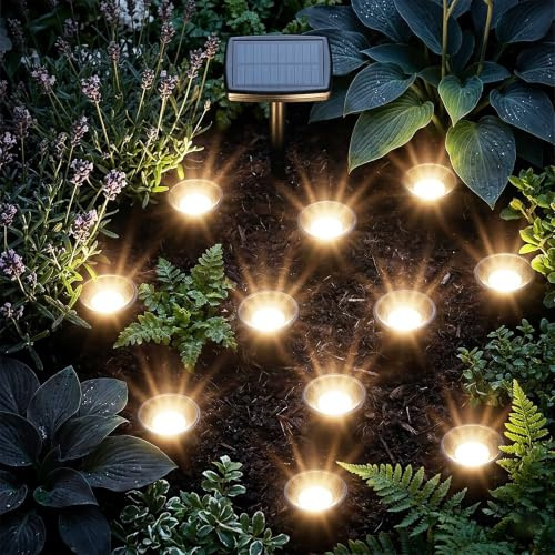 Spetebo LED Solar Pflanzenstrahler klein, 10er Set, warm weiß | Mini Solarleuchten, mit Erdspieß, Garten Balkon Terrasse Deko, Blumen Strahler