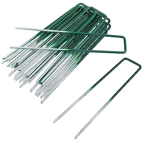 Milaloko 50 Pack de 15 cm U-Garden Clous de Fixation Clous de Sol en Acier Galvanisé pour Tissu de Mauvaises Herbes, Filet, Gazon Artificiel, Tente, Membrane, Semi Vert