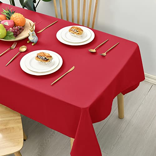 Hiasan Tischdecke Outdoor Wetterfest Abwaschbar, 2 Stück Rot 140x280cm | Tischdecken aus Polyester, Tischtuch wasserabweisend mit Lotuseffekt, Kratzfest für Esszimmer Restaurant Party Balkon Garten