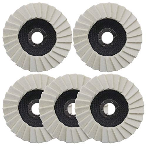 CruSio Rueda de Pulido de Fieltro de Lana de 5 Uds., Disco de Fieltro con Arandela Dentada de 5 Pulgadas/125 Mm para Acero Inoxidable, Vidrio, Metales, Amoladora Angular de Aluminio, Rueda Pulidora