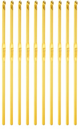 QUARKZMAN 10Stk Aluminum Häkeln Haken 3.5mm US Größe E (Größe 4) Gestreifte Nadeln für Basteln Garn Orange