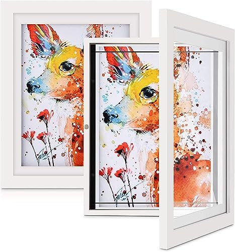 YZNLOQ Kinder-Kunstrahmen, A4, 21,1 x 30 cm, Frontöffnung, Kinder-Kunstrahmen, wechselbar, schwarz-weiß, Kinder-Kunst-Aufbewahrungsrahmen, Kinder-Kunst-Bilderrahmen, für 3D-Bilder, Basteln,