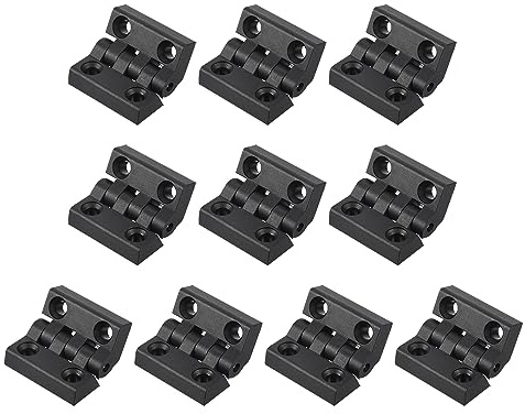 QUARKZMAN 10uds Plástico Bisagras Extremo Perno Negro Cuadrado Esquina | 1.9x1.9 Pulgadas, Plegables, para Caja Puerta Ventana Gabinete Armario Guardarropa Baño Edificio, Bisagras