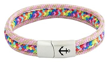 Paris Montana Das Original Segeltau-Armband Tidewisp, Unisex, mit Edelstahl Sicherheits-Magnetverschluss & Anker Gravur, Multistrang-Design, Paracord, 8 mm Durchmesser, handmade