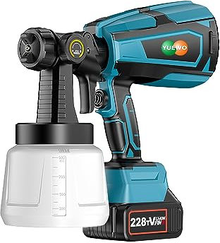 YUEWO Cordless Paint Sprayer Gun, HVLP Electric Spray Paint Gun, with 5 Copper Nozzles, Paint Sprayers for Home Interior and Exterior, Furniture, Fence, Walls, DIY Works