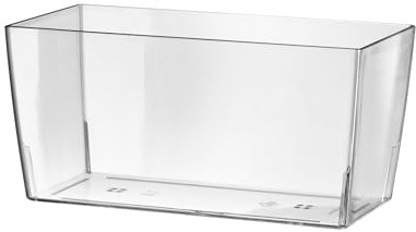 Teraplast - Jarrón rectangular transparente de resina Coimbra, dimensiones 30 x 15 x 15 cm, jardinera efecto cristal para interior y exterior