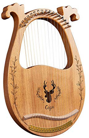 COMETX lyre harp C Taste 16-String Holz Lir Harfe Resonanzbox Federinstrument mit Stimmschlüssel 3 Stück Auswahl Aufkleber Extra Saiten Set